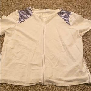 White & blue blouse